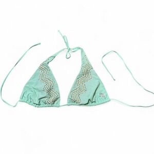 Mint green Miss Me bikini top with gold sequins